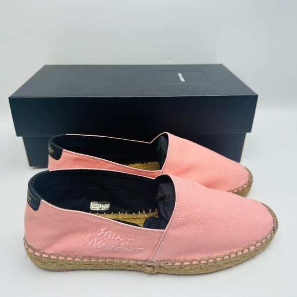 SAINT LAURENT Embroidered Espadrilles Canvas Eros Pink Size 8.5 US 38.5 EU - Picture 4 of 9